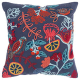 Dark Blue Jacobean Bloom Embroidered Throw Pillow - Homeroots - Flyclothing LLC