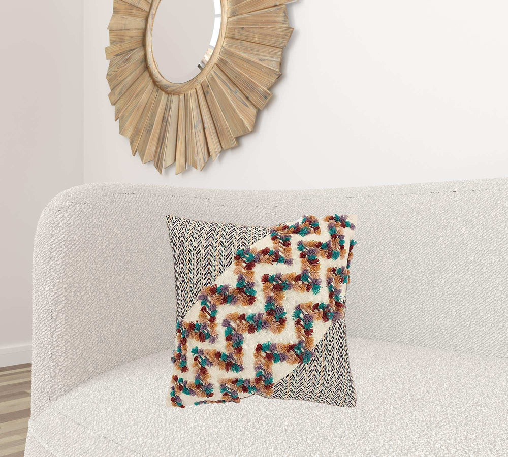 Multicolored Chevron Diagonal Panel Throw Pillow - Homeroots - Flyclothing LLC