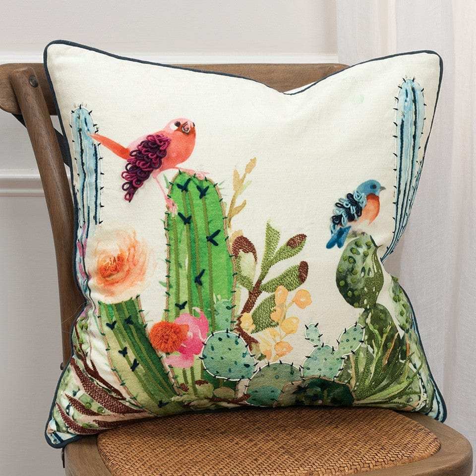 White Green Botanical Garden Throw Pillow - Homeroots - Flyclothing LLC