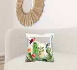 White Green Botanical Garden Throw Pillow - Homeroots - Flyclothing LLC