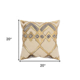 Beige Gold Foil Distressed Modern Throw Pillow - Homeroots - Flyclothing LLC