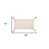 Blush Beige Tribal Inspired Tasseled Lumbar Pillow - Homeroots - Flyclothing LLC