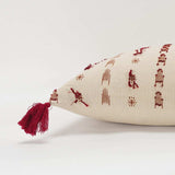 Red Beige Tribal Inspired Tasseled Lumbar Pillow - Homeroots - Flyclothing LLC