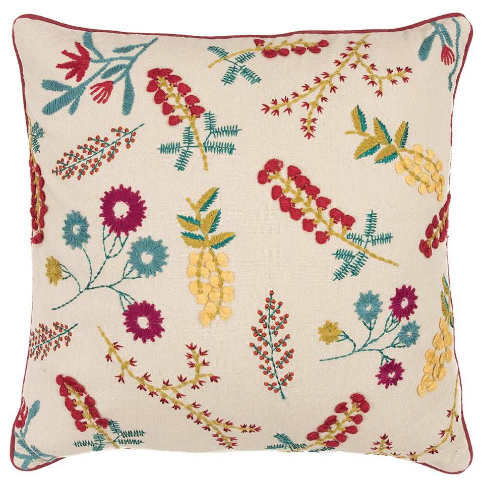 Pink Red Floral Bud Textural Throw Pillow - Homeroots - Flyclothing LLC