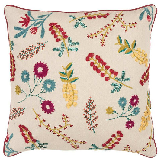 Pink Red Floral Bud Textural Throw Pillow - Homeroots - Flyclothing LLC
