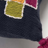 Navy Tribal Motifs Embroidered Throw Pillow - Homeroots - Flyclothing LLC