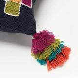 Navy Tribal Motifs Embroidered Throw Pillow - Homeroots - Flyclothing LLC