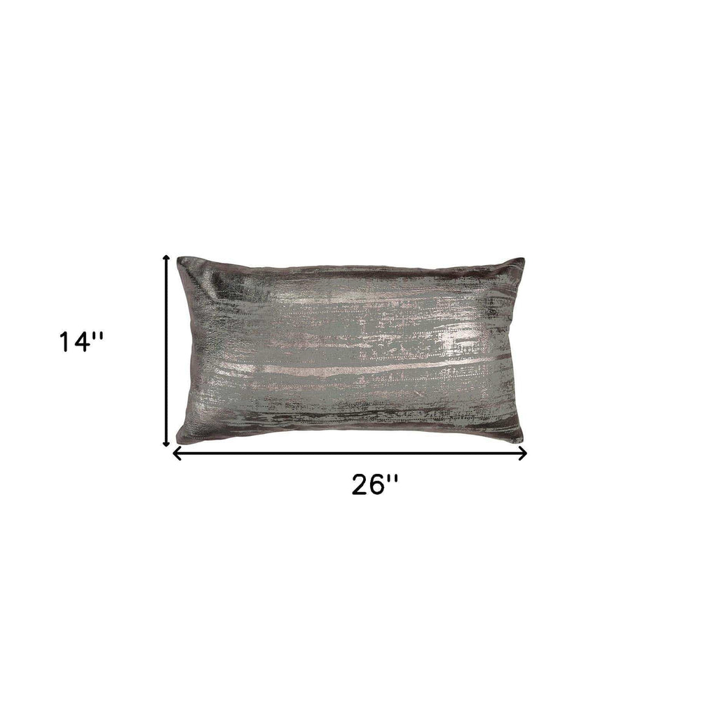 Silver Distressed Brush Stroke Lumbar Pillow - Homeroots - Flyclothing LLC