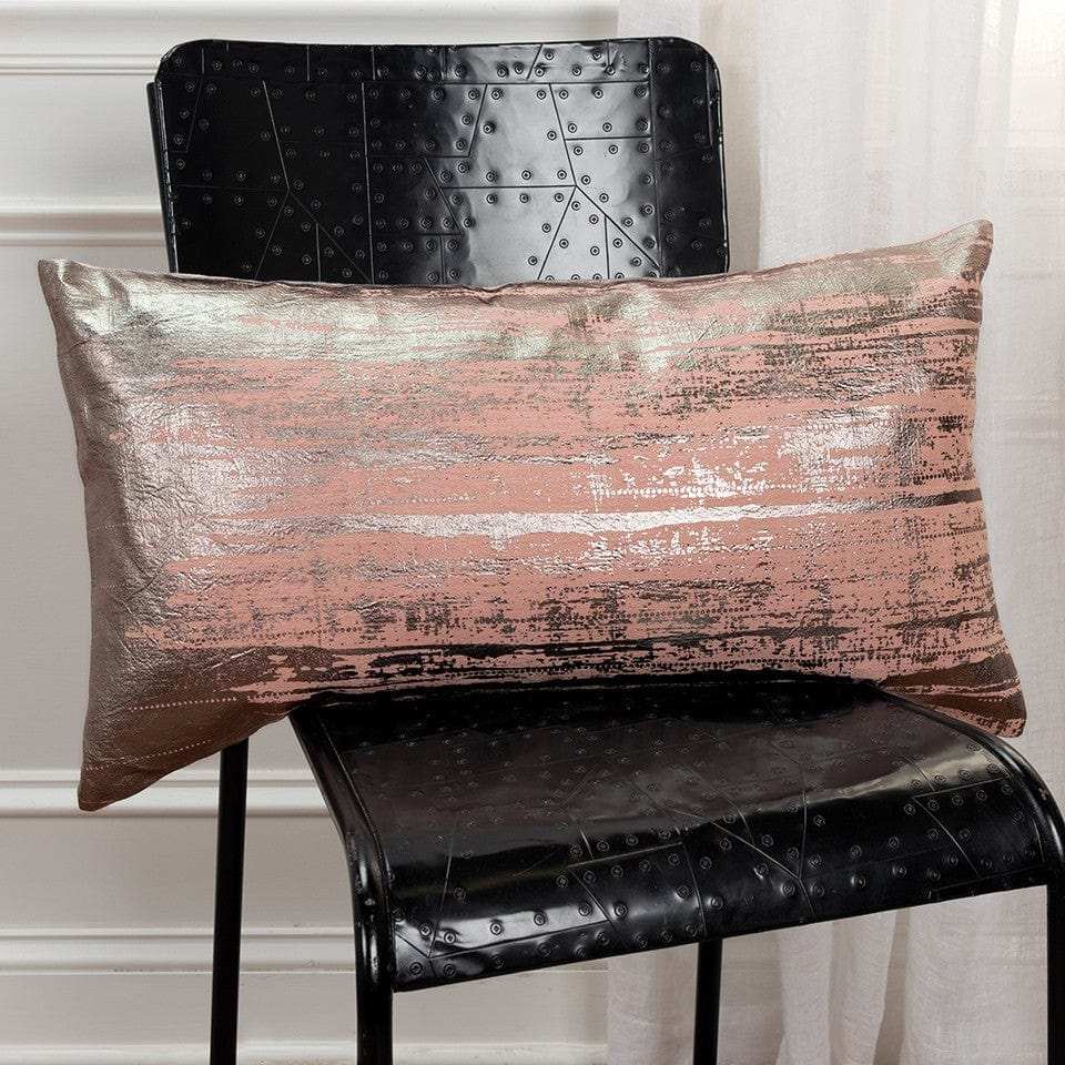 Blush Distressed Brush Stroke Lumbar Pillow - Homeroots - Flyclothing LLC