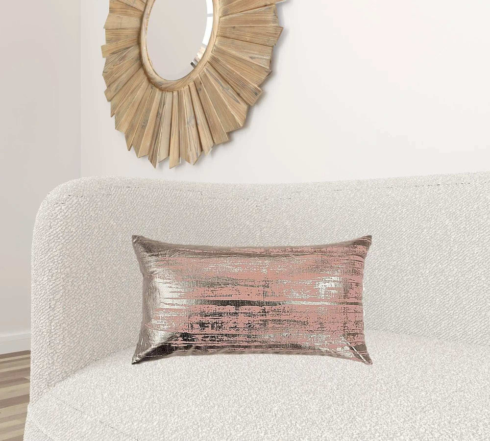 Blush Distressed Brush Stroke Lumbar Pillow - Homeroots - Flyclothing LLC