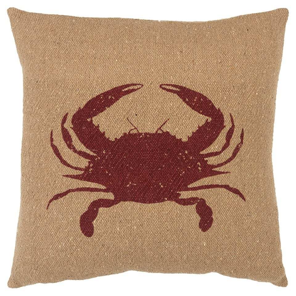 Tan Brown Distressed Crab Throw Pillow - Homeroots - Flyclothing LLC