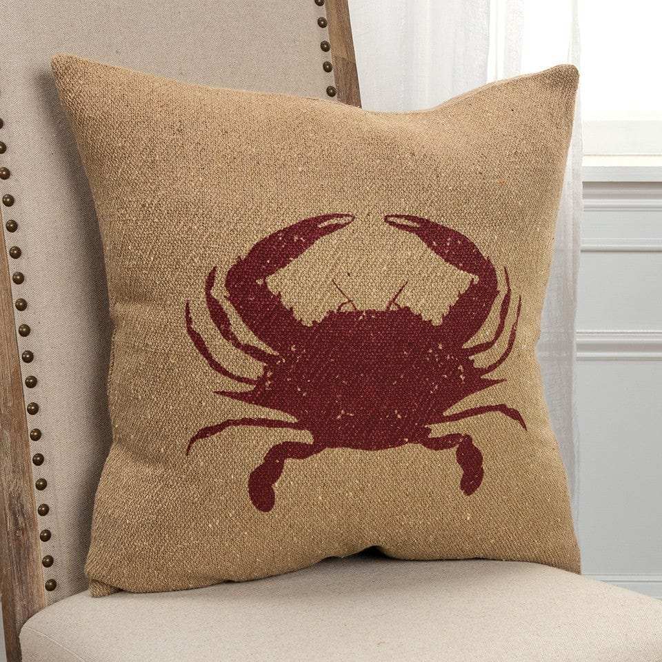 Tan Brown Distressed Crab Throw Pillow - Homeroots - Flyclothing LLC