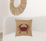 Tan Brown Distressed Crab Throw Pillow - Homeroots - Flyclothing LLC