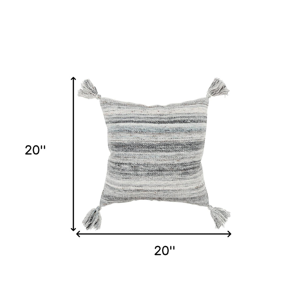 Set of Two 20" X 20" Gray Indoor Outdoor Throw Pillow Cover & Insert - Homeroots