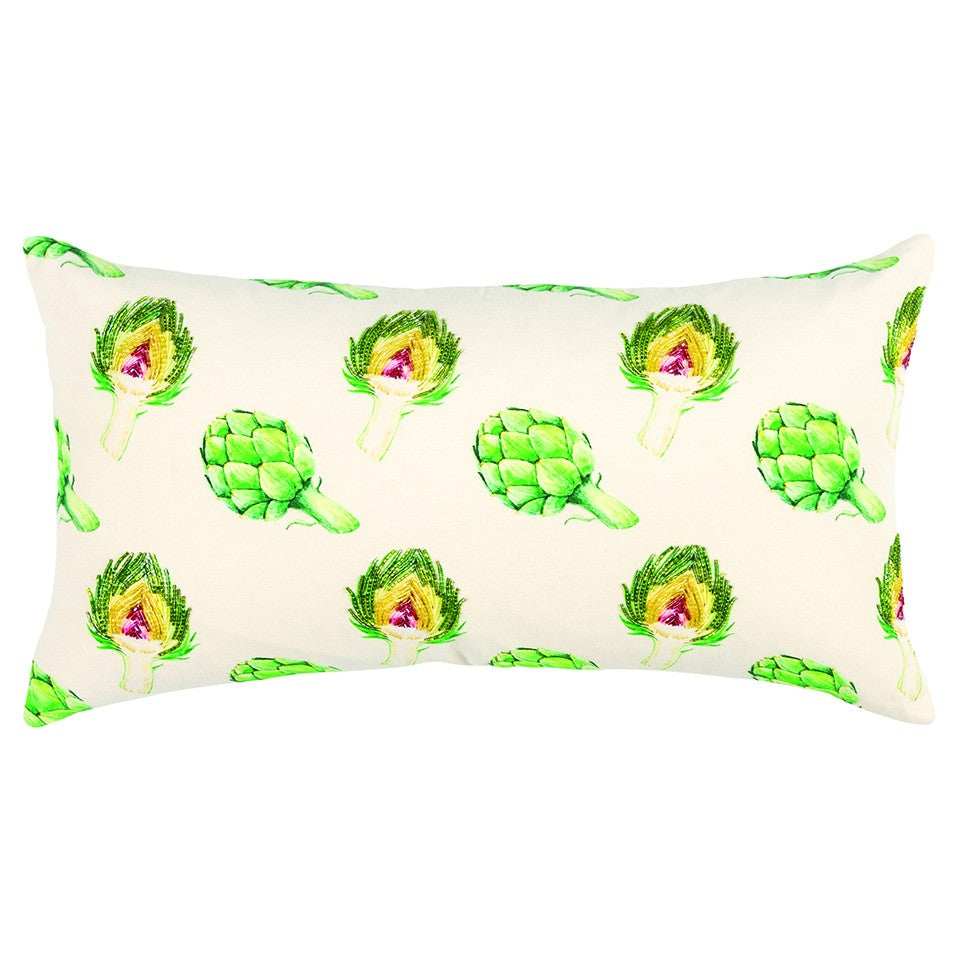 Lemon Green Artichoke Embroidered Lumbar Pillow - Homeroots - Flyclothing LLC
