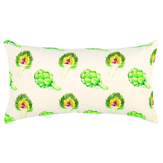 Lemon Green Artichoke Embroidered Lumbar Pillow - Homeroots - Flyclothing LLC