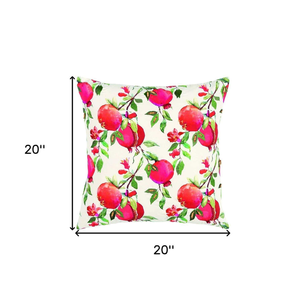 Red White Pomegranates Decorative Throw Pillow - Homeroots - Flyclothing LLC