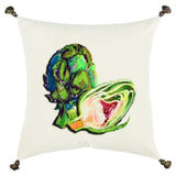 White Green Embroidered Artichoke Throw Pillow - Homeroots - Flyclothing LLC