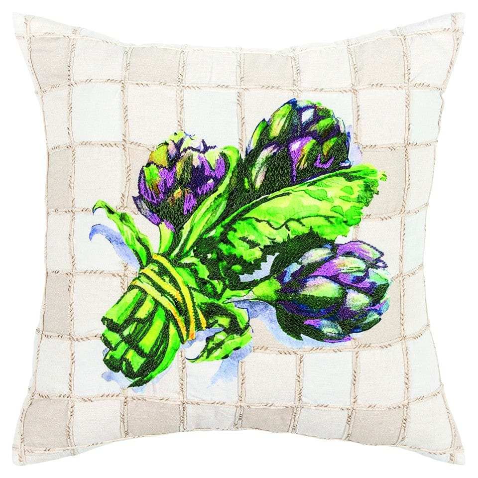 White Green Artichoke Waffled Throw Pillow - Homeroots - Flyclothing LLC