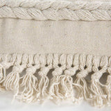Ivory Braided Stripe Macrame Fringe Lumbar Pillow - Homeroots - Flyclothing LLC