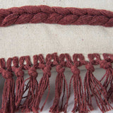 Rust Braided Stripe Macrame Fringe Lumbar Pillow - Homeroots - Flyclothing LLC