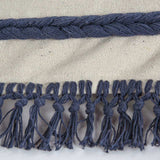 Blue Braided Stripe Macrame Fringe Lumbar Pillow - Homeroots - Flyclothing LLC
