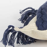 Blue Braided Stripe Macrame Fringe Lumbar Pillow - Homeroots - Flyclothing LLC