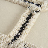 18" Cream and Black Textured Lattice Throw Pillow - Homeroots - Flyclothing LLC