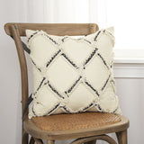 18" Cream and Black Textured Lattice Throw Pillow - Homeroots - Flyclothing LLC