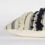 Beige Black Eyelash Fringe Textured Lumbar Pillow - Homeroots - Flyclothing LLC