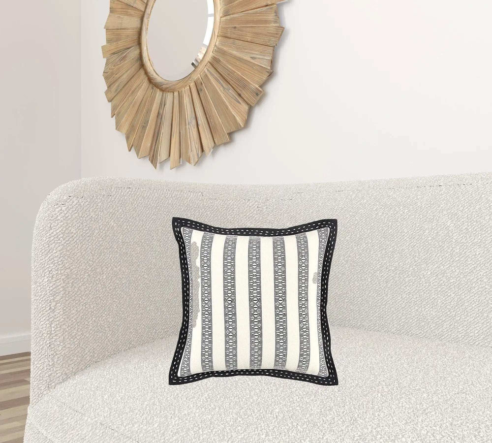 Black Ivory Alternate Striped Throw Pillow - Homeroots - Flyclothing LLC