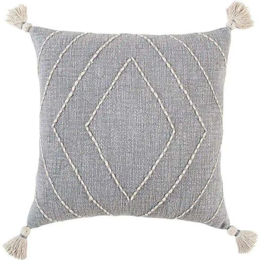 Gray White Diamond Kantha Stitched Throw Pillow - Homeroots - Flyclothing LLC
