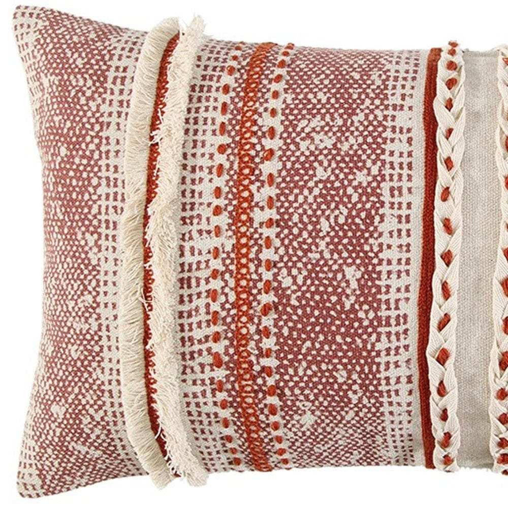 Brown Beige textural Bands Lumbar Pillow - Homeroots - Flyclothing LLC