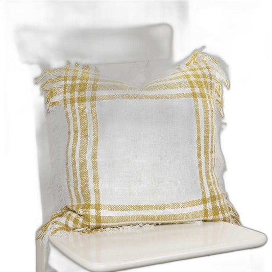White Gold Open Plaid Textured Throw Pillow - Homeroots - Flyclothing LLC