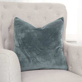 Teal Solid Reversible Cotton Velvet Throw Pillow - Homeroots - Flyclothing LLC
