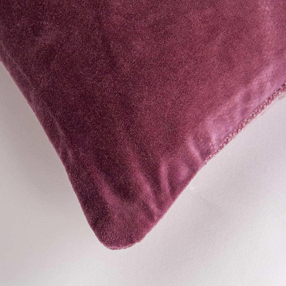 Berry Solid Reversible Cotton Velvet Throw Pillow - Homeroots - Flyclothing LLC