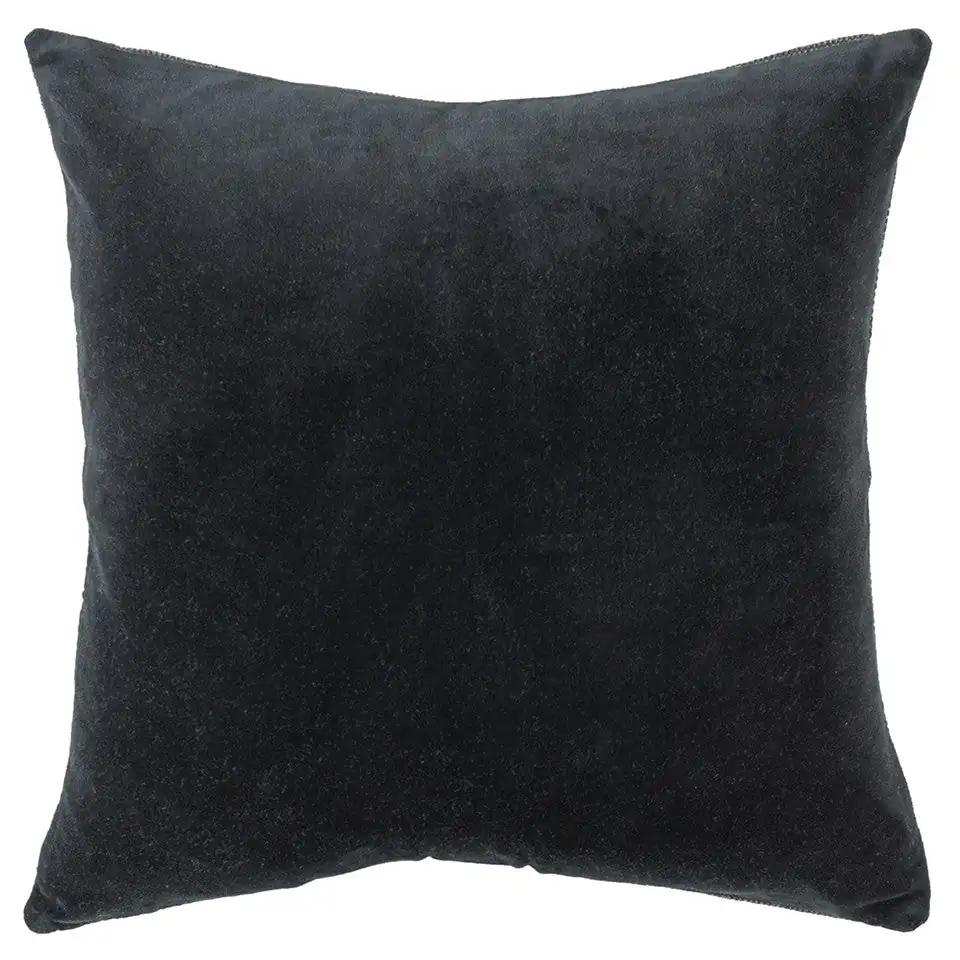 Black Solid Reversible Cotton Velvet Throw Pillow - Homeroots - Flyclothing LLC