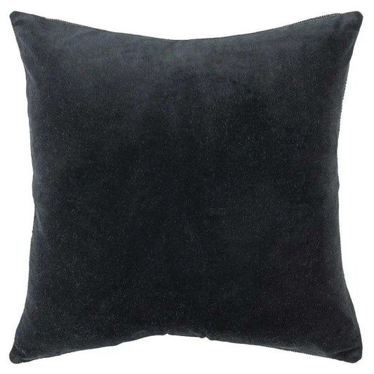 Black Solid Reversible Cotton Velvet Throw Pillow - Homeroots - Flyclothing LLC