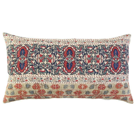 Red Beige Patterned Panel Lumbar Pillow - Homeroots - Flyclothing LLC