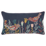 Blue Botanical and Bird Embroidered Lumbar Pillow - Homeroots - Flyclothing LLC