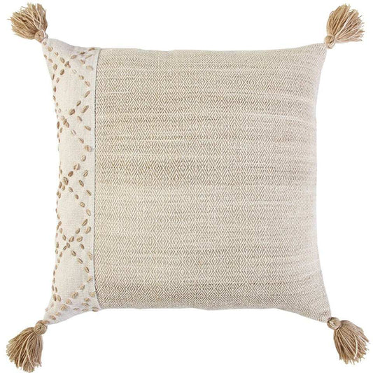 Ivory Blush Accent Stitch Color Block Throw Pillow - Homeroots - Flyclothing LLC