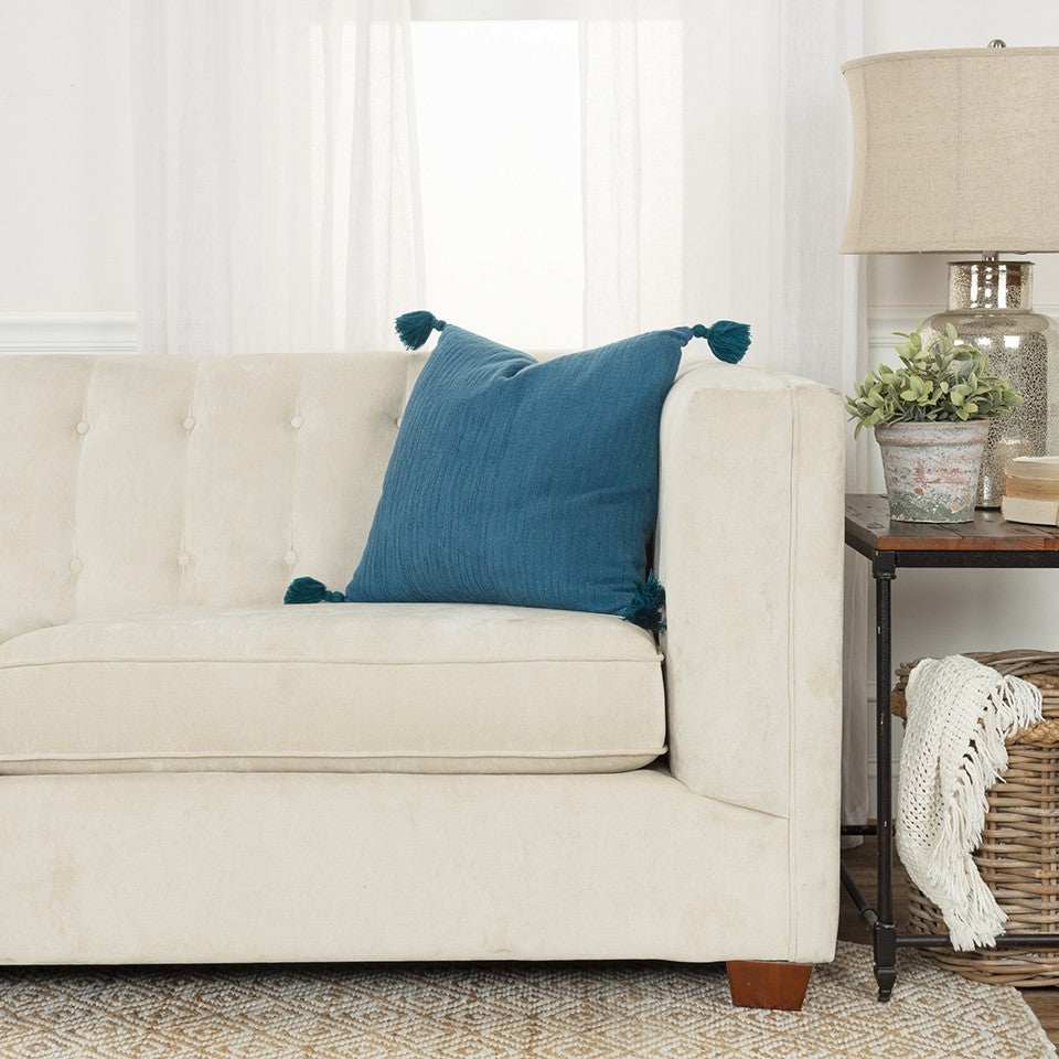 Teal Solid Tonal Abstract Stripe Throw Pillow - Homeroots - Flyclothing LLC