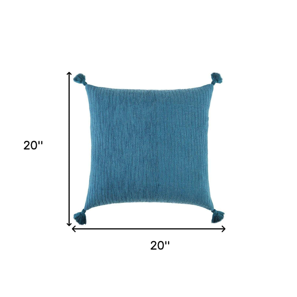 Teal Solid Tonal Abstract Stripe Throw Pillow - Homeroots - Flyclothing LLC