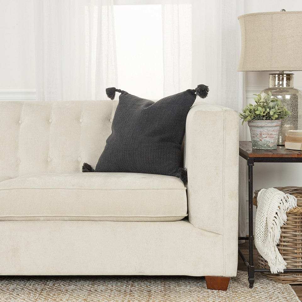 Black Solid Tonal Abstract Stripe Throw Pillow - Homeroots - Flyclothing LLC