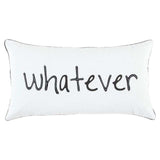 Black and White Whatever Embroidered Lumbar Pillow - Homeroots - Flyclothing LLC