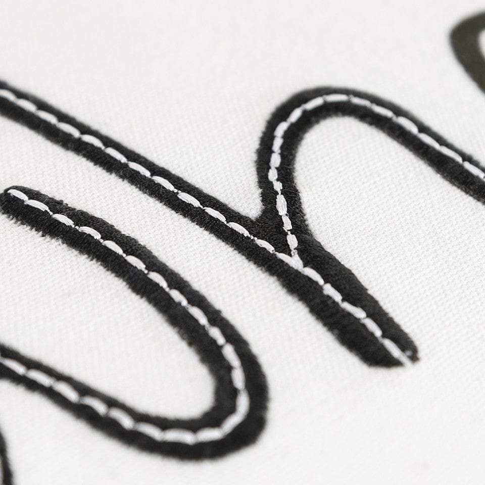 Black and White Whatever Embroidered Lumbar Pillow - Homeroots - Flyclothing LLC