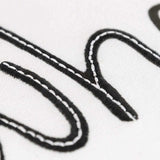 Black and White Whatever Embroidered Lumbar Pillow - Homeroots - Flyclothing LLC