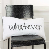 Black and White Whatever Embroidered Lumbar Pillow - Homeroots - Flyclothing LLC