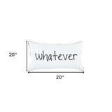 Black and White Whatever Embroidered Lumbar Pillow - Homeroots - Flyclothing LLC