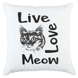 Black and White Live Love Meow Throw Pillow - Homeroots - Flyclothing LLC